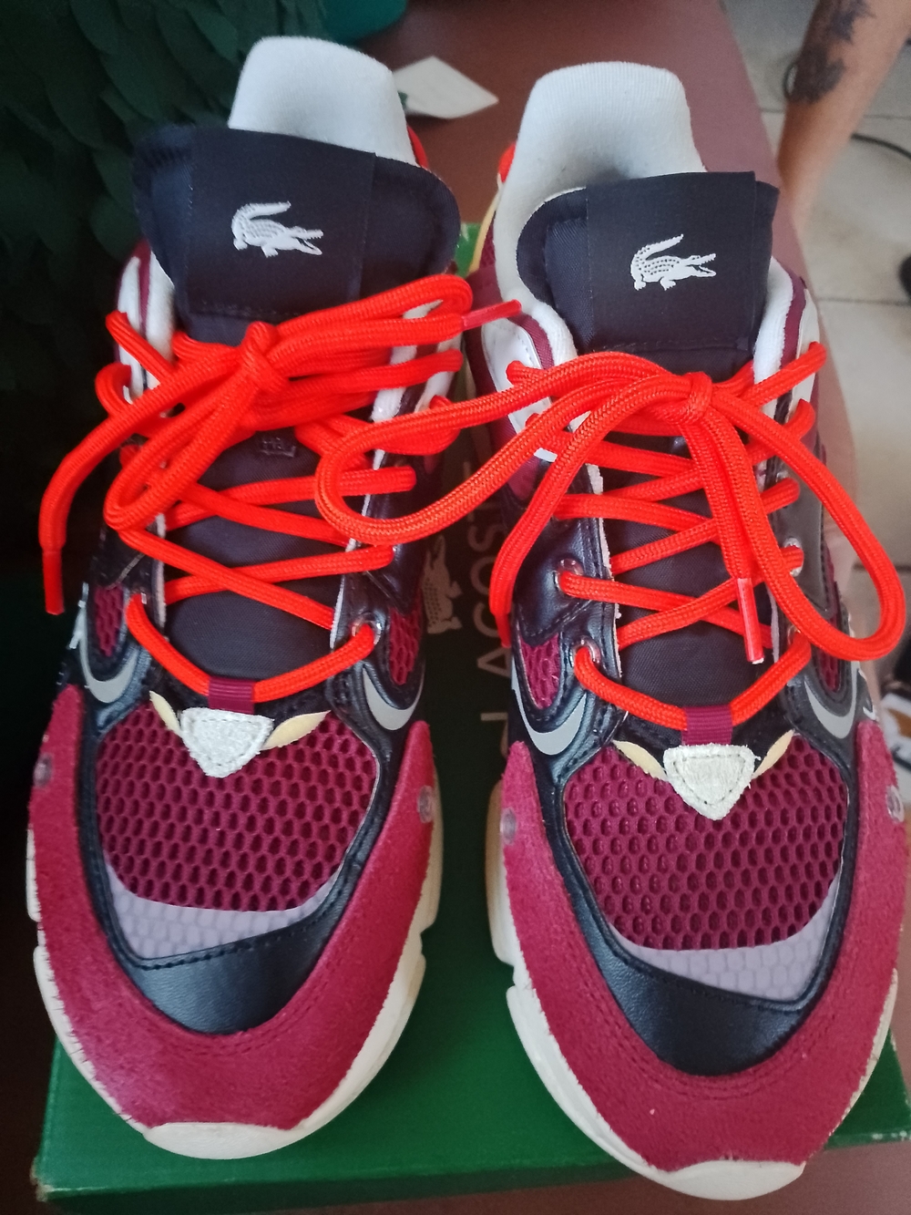 Lacoste Mens Burgundy & Red Athletic Sneakers